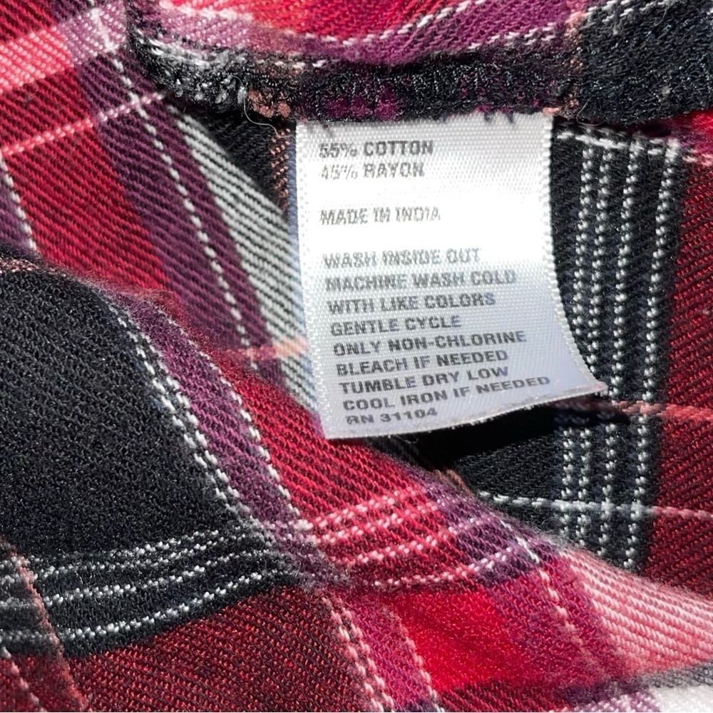 New Directions Plaid Long Sleeve Button Down Shirt Women’s Large Navy Red Gray - Picture 5 of 8